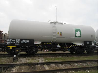 Zaes, type: 9-343.2/WG, rail tank car 61,3 m3, heating for the transport of light and heavy petroleum products